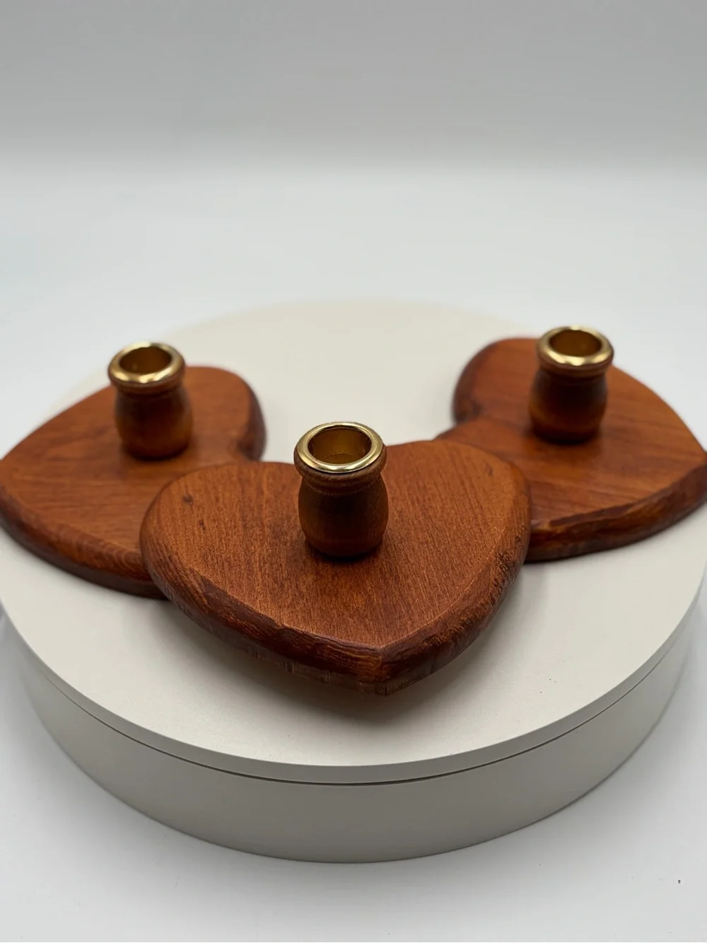 Wooden Heart Wall Candle Holder - Brown